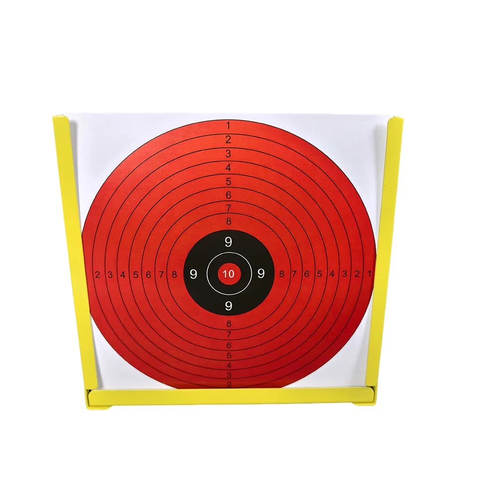 Piège à pellets Trapézoïde BBS 14cm avec cible tournante et 20 cibles papier incluses pour tir de précision
