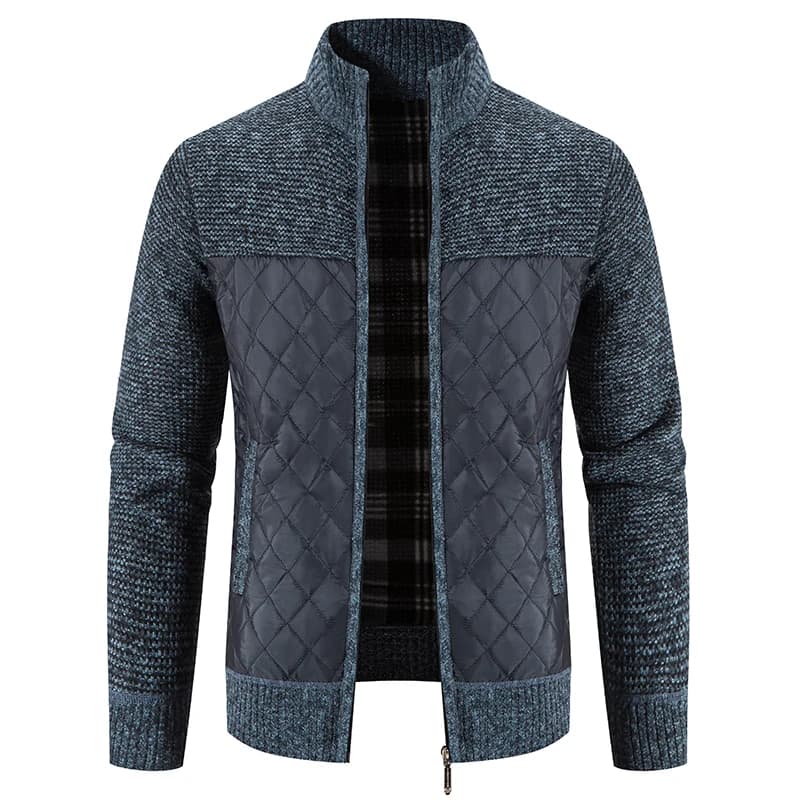 Cardigan à capuche homme tricoté luxe damier pour pêche hiver veste chaude extérieure qualité