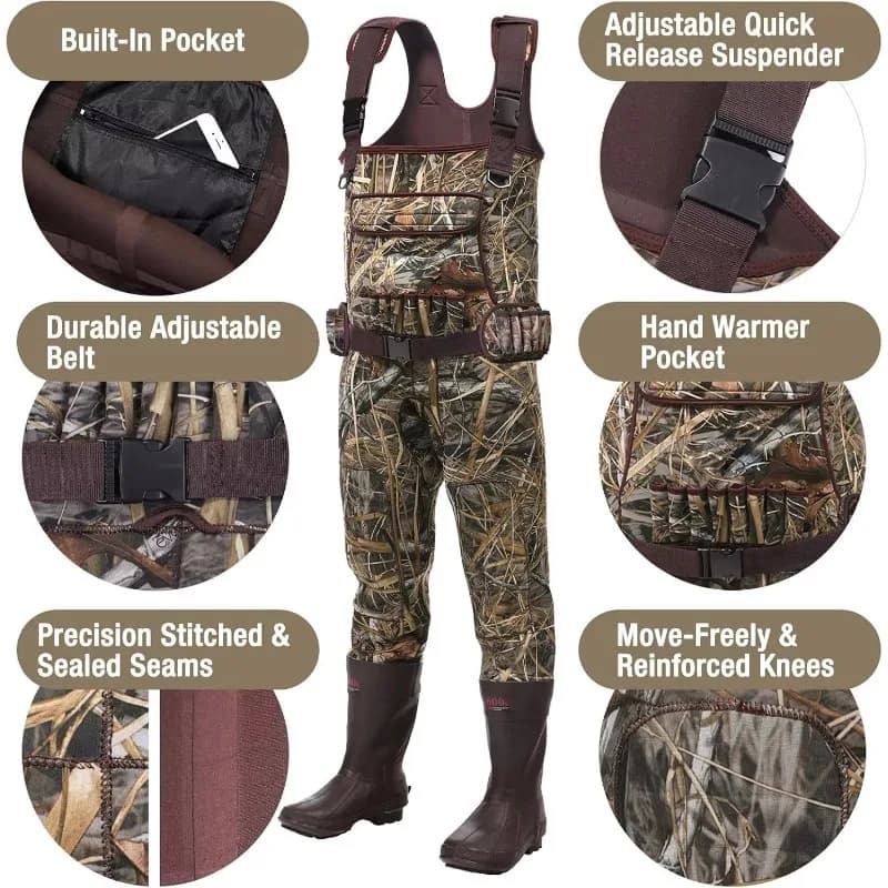 Waders de chasse canard en nylon imperméable avec fonction d'isolation pour pêche et gibier d'eau