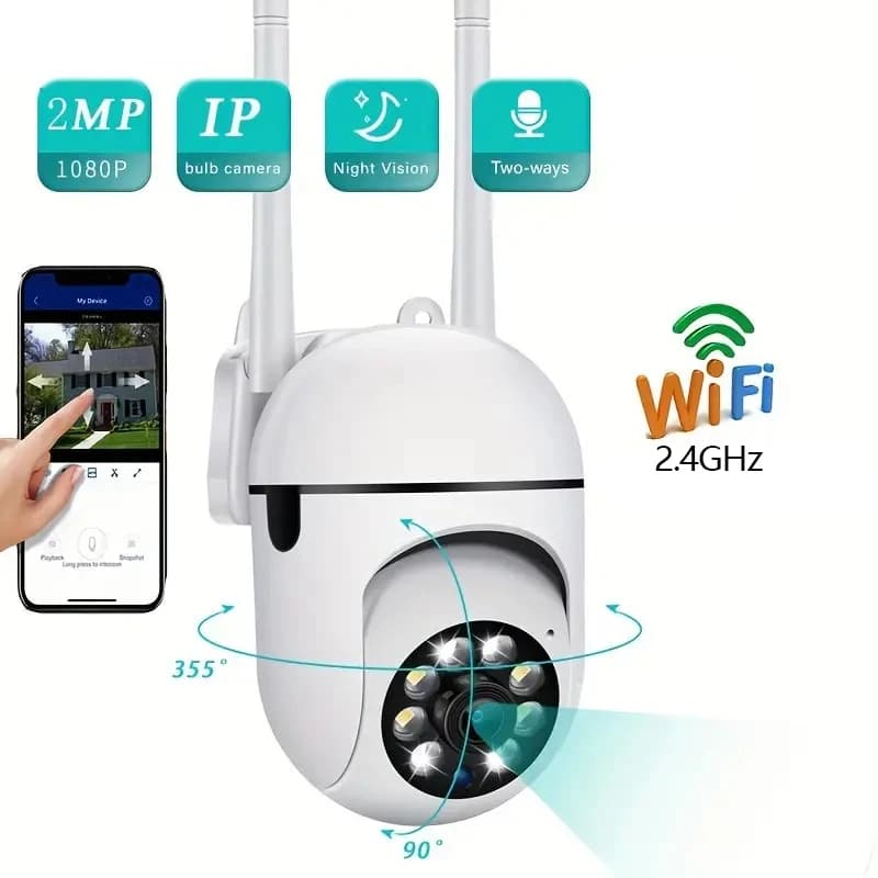 Caméra surveillance sans fil A7 360° interphone 1080P sécurité maison vision nocturne HD pêche