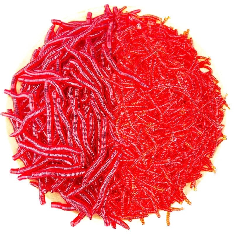 Vers rouges artificiels 20 ou 100 pièces - Leurres silicone odorants pour pêche carpe et carnassiers simulation ver de terre