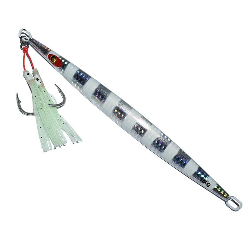 4 hameçons doubles lumineux Octopus Metal Jig - Acier haute teneur carbone avec ruban silicone - Pêche marine jigging