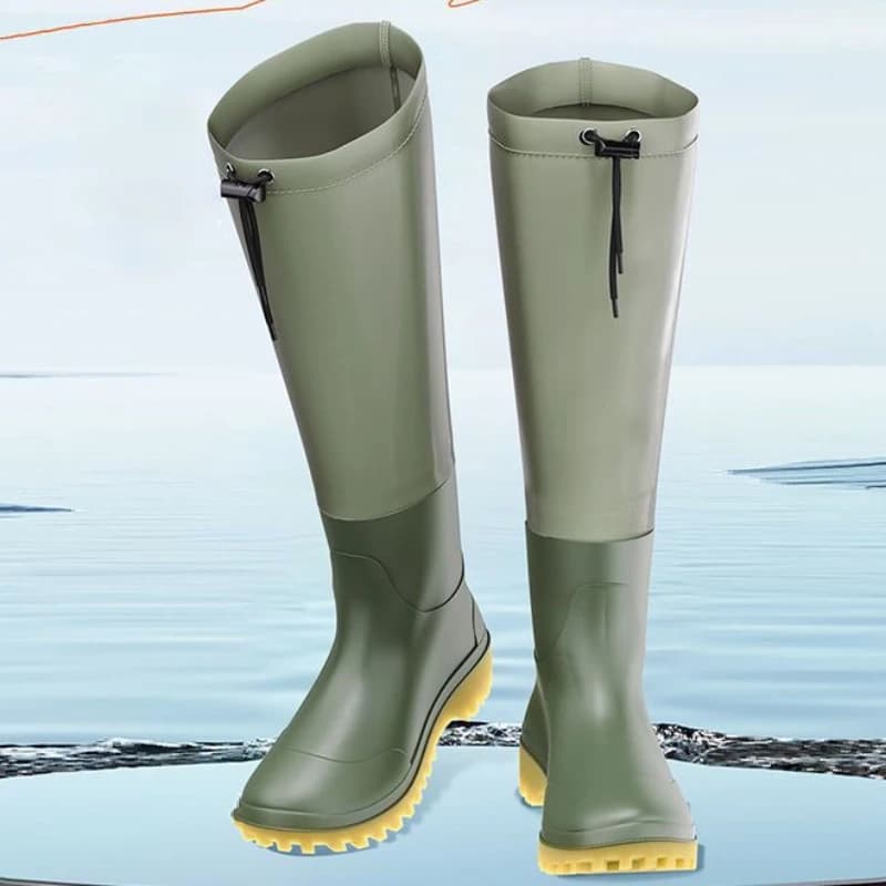 Bottes de pêche imperméables résistantes à lacets pour hommes - Design large bout des orteils et économique