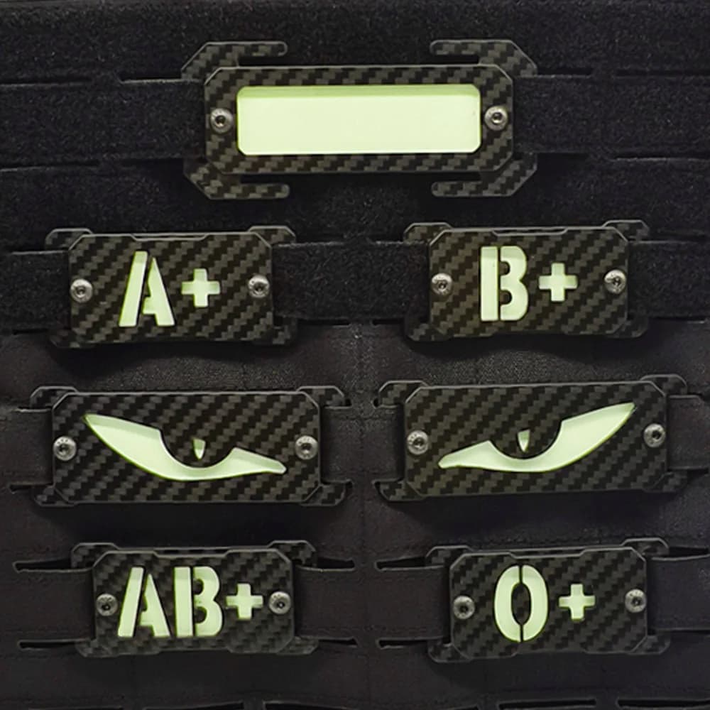 Patch tactique molle fibre carbone groupe sanguin lumineux pêche nocturne équipement