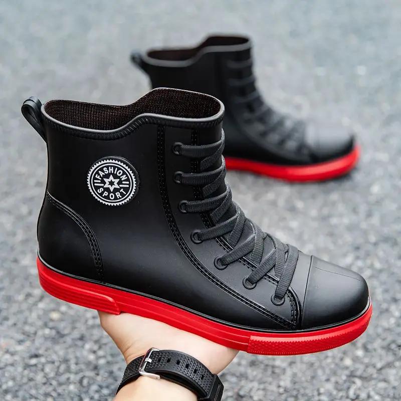 Bottes de pluie homme 2025 doublées polaire imperméables mode pas cher pêche boue
