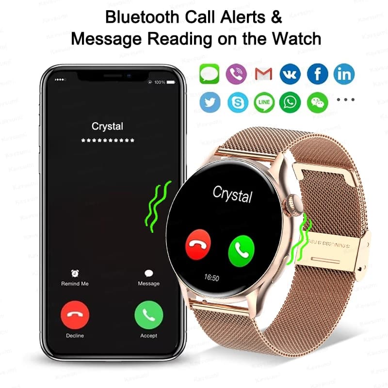 Montre connectée femme 2026 écran AMOLED GPS suivi sport monitoring cardiaque étanche cadeau féminin