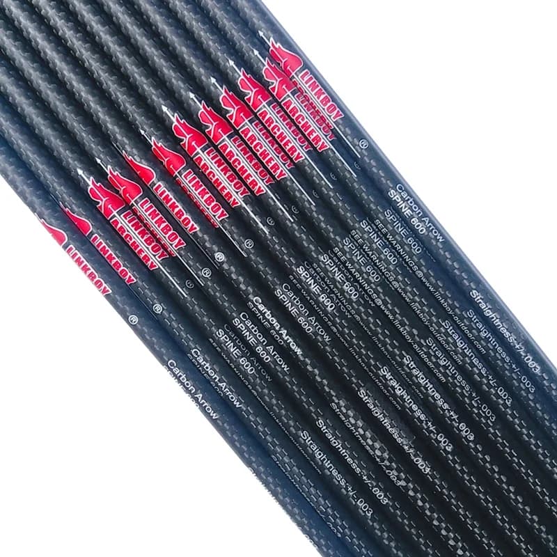 Flèches carbone 3K Linkboy 32 pouces spine 250-800 - 12pcs pour arc compound chasse pêche