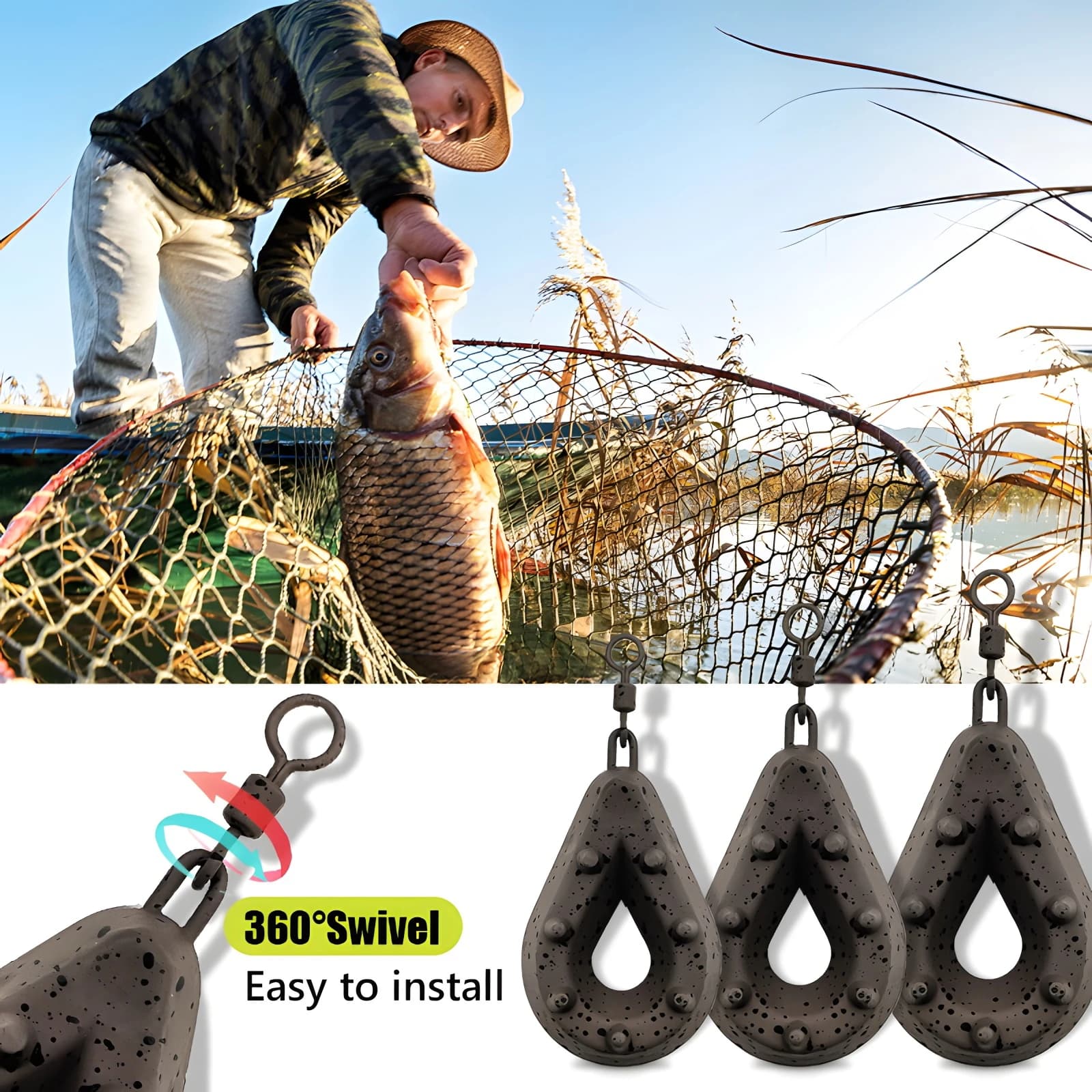 Poids de plomb pour pêche carpe 56g à 113g - Plombs purs remplaçables rapidement