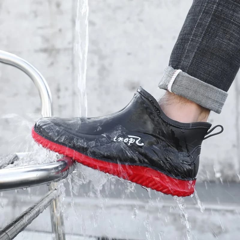 Bottes pluie homme courtes pêche antidérapantes résistantes cuisine lavage auto