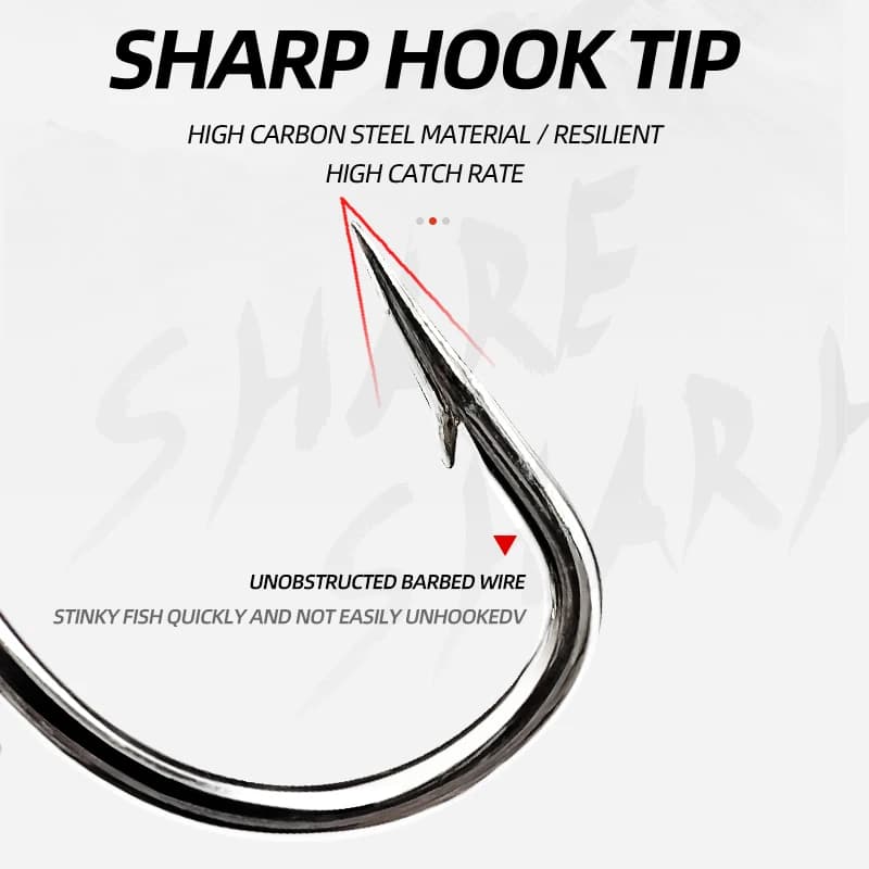 Kit ShareShark 50 hameçons triples acier carbone avec émerillons pour leurres - Hameçons ronds solides