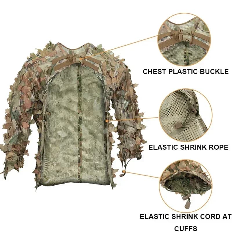 Ghillie Suit Chasse Pêche - Tenue Camouflage Jungle Professionnelle Homme Femme