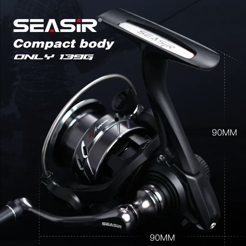 Moulinet de pêche spinning SEASIR Stream 139g ultraléger, frein 6kg et roulements 5+1 pour pêche sportive