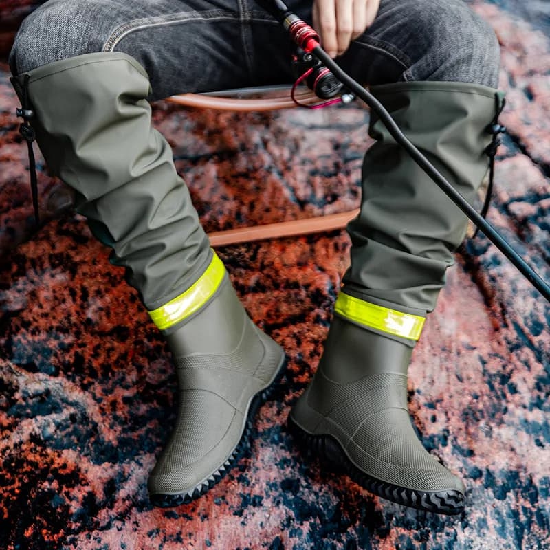 Bottes de pluie genou unisexe légères imperméables antidérapantes pour pêche équitation et activités extérieures