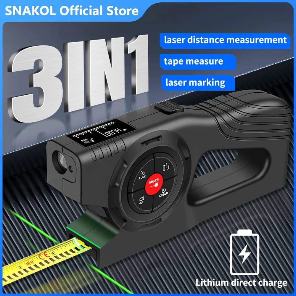 Télémètre laser Snakol 3en1 multifonction haute précision pour pêche et bricolage