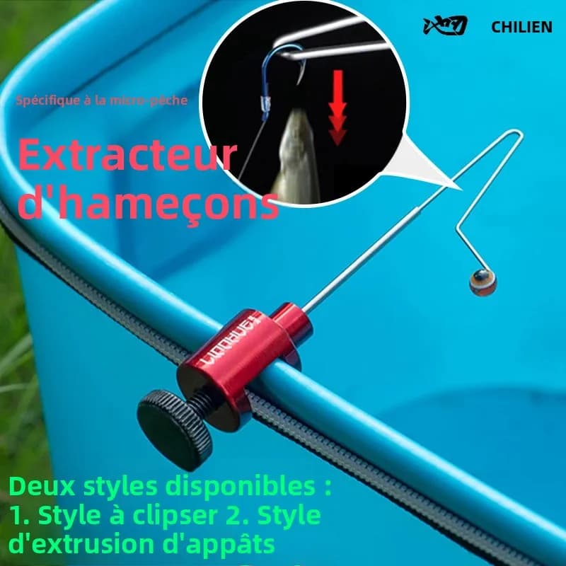 Dégorgeoir pêche micro-pêche pour petits poissons avec fonction extraction appâts et clip rapide