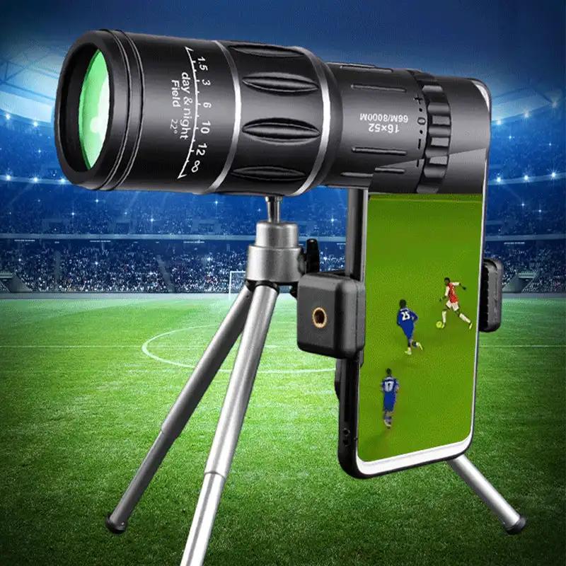 Jumelle monoculaire 16x52 haute puissance zoom double mise au point pour observation pêche longue distance