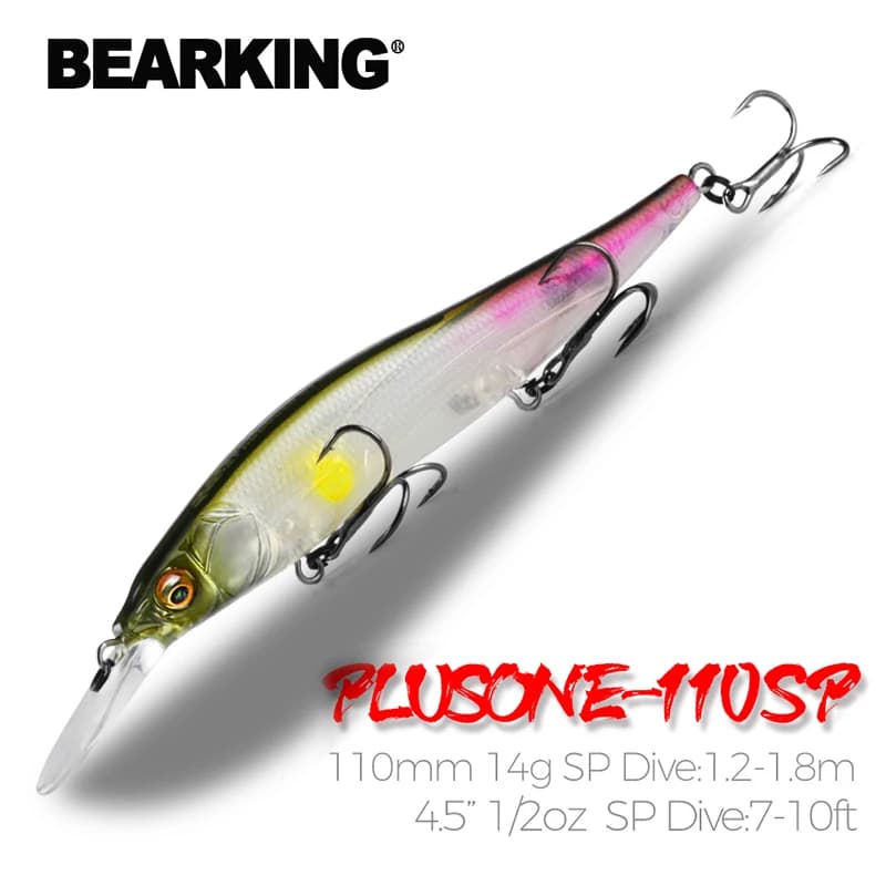 Wobbler professionnel Bearking 110mm 14g plonge 1.8m pour brochet et perche - jerkbait efficace