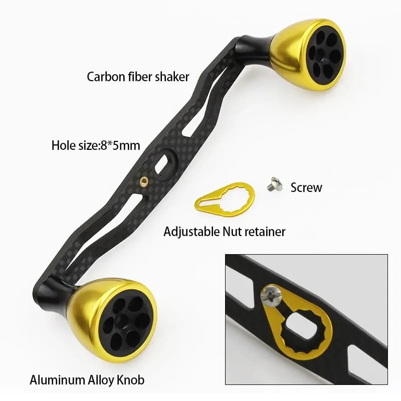 Manivelle Carbone EKfan 130MM avec Poignées Alliage pour Moulinet Baitcast Dawa/Shimano DIY 7X4MM/8X5MM