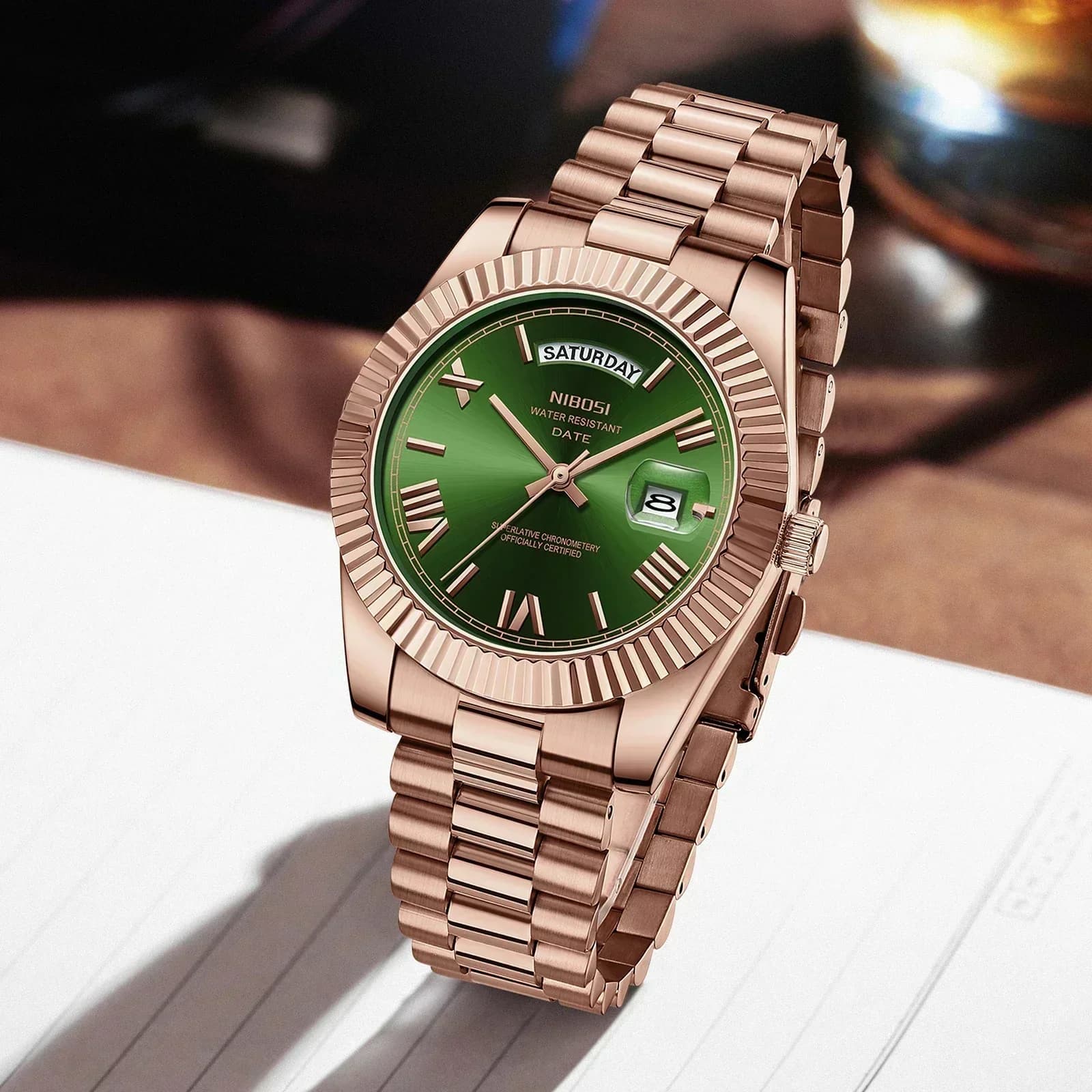 Montre homme NIBOSI luxe quartz Miyota - Montre bracelet acier étanche date jour reloj hombre
