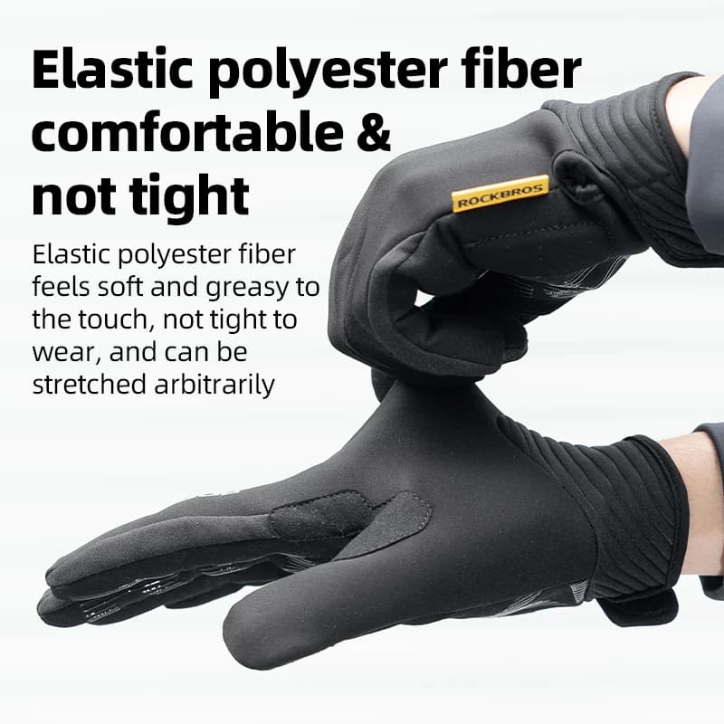 Gants vélo hiver ROCKBROS - Polaire coupe-vent écran tactile pour VTT et route hommes