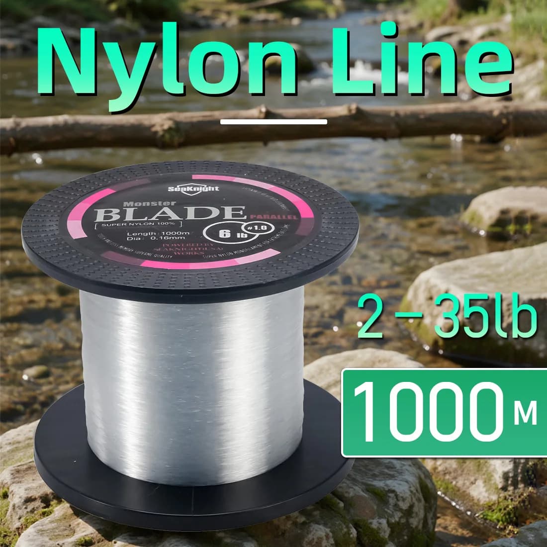 SeaKnight BLADE 1000M Nylon - Ligne monofilament japonaise pour eau douce et mer - 2-35LB haute résistance
