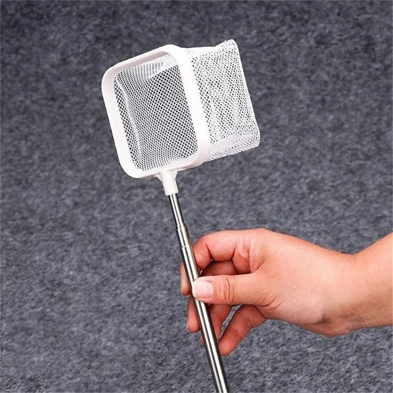 Épuisette aquarium en acier inoxydable rétractable - Accessoire nettoyage pour bassin à poissons et crevettes