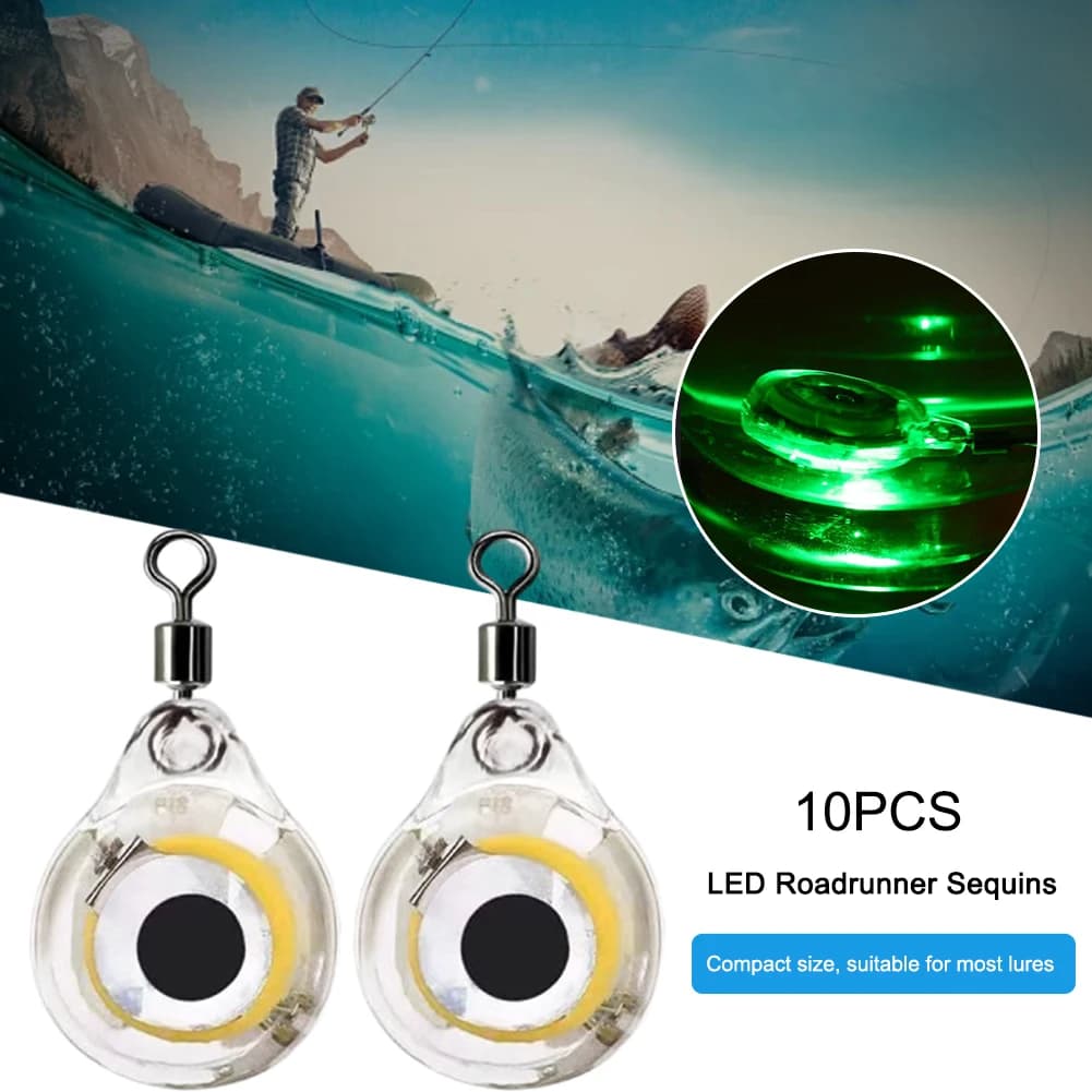 10 lampes LED sous-marines pour attirer calamar et poisson, leurre lumineux forme d'oeil pour pêche en profondeur