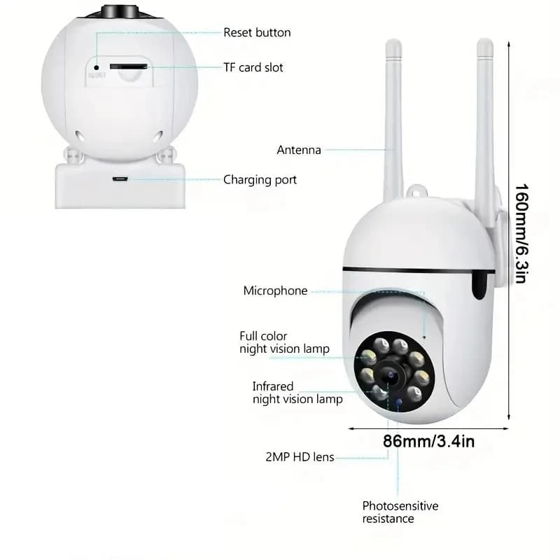 Caméra surveillance sans fil A7 360° interphone 1080P sécurité maison vision nocturne HD pêche