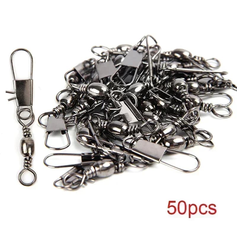 10/30/50 Connecteurs Rapides Lock Clips Fishhook Rolling Swivel Accessoires Pêche Sport Outils