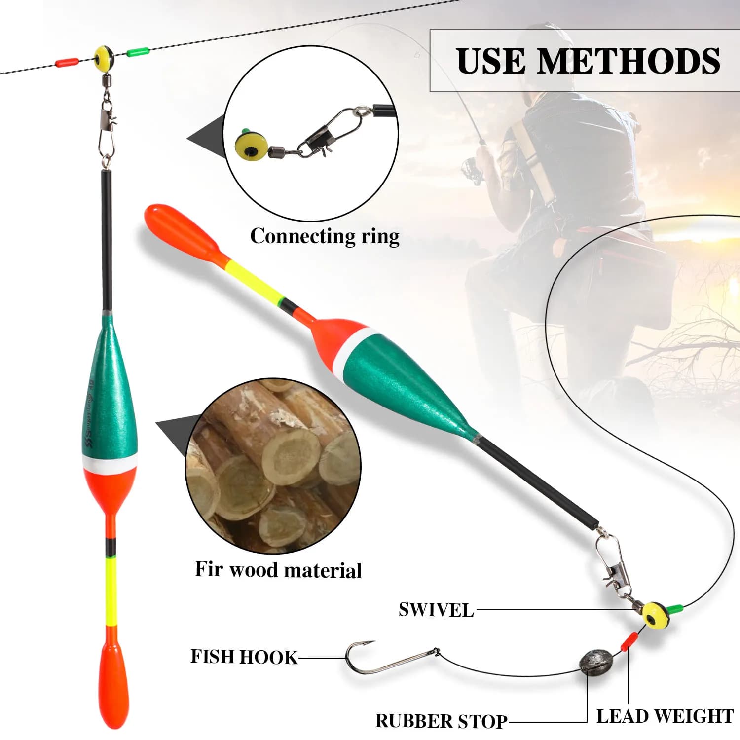 Kit de flotteurs de pêche Sougayilang 10 pièces, bouchons verticaux professionnels pour leurres et appâts