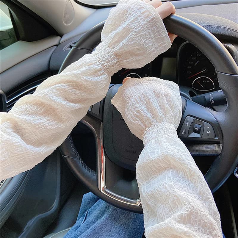 Manches longues soie glacée anti-coup de soleil homme femme été - Protection UV vélo doigts libres