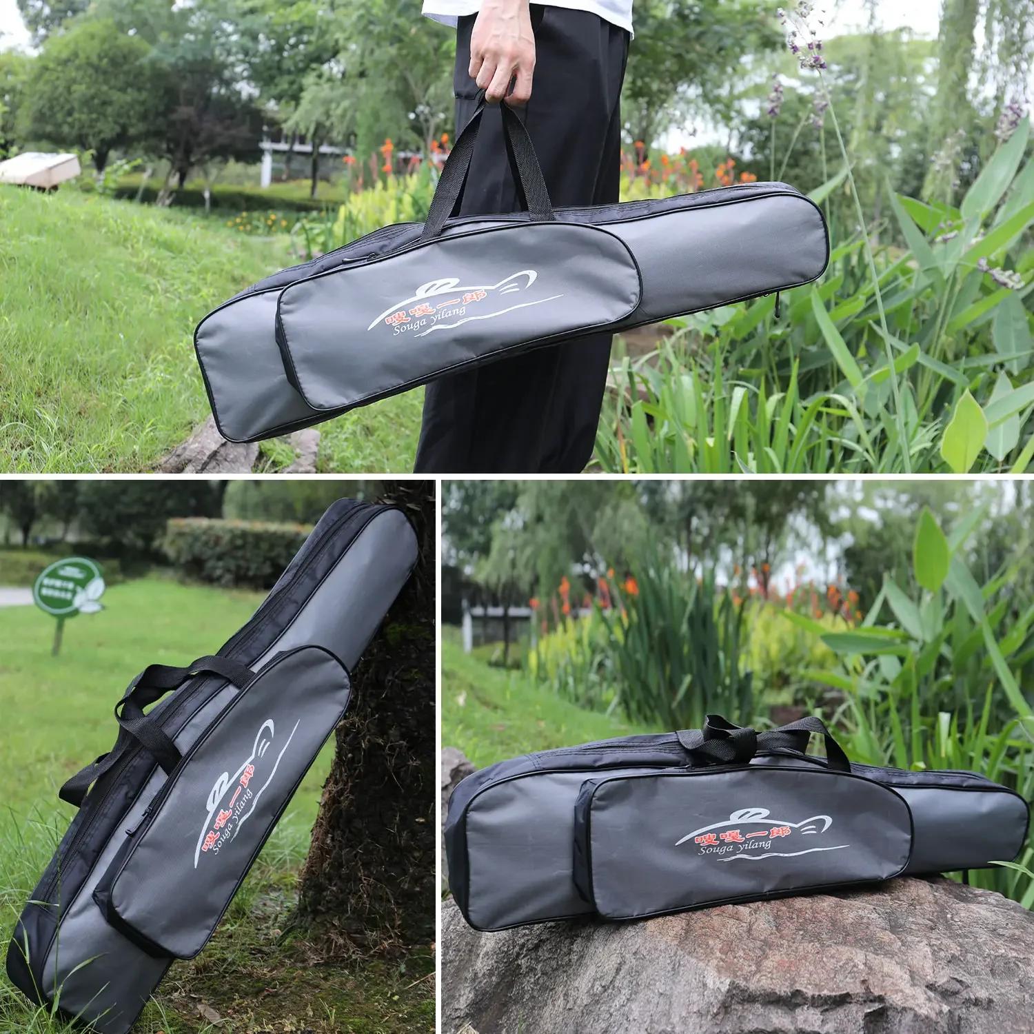 Sac de rangement canne à pêche Sougayilang monocouche portable, grand sac nylon pour accessoires pêche
