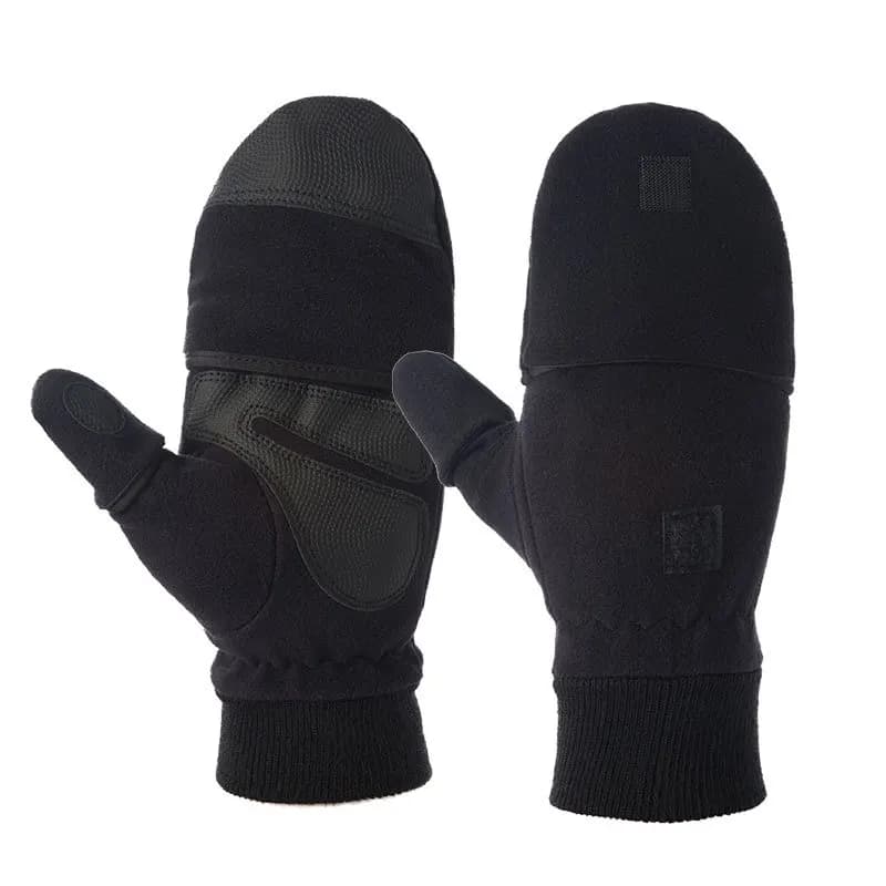 Gants pêche hiver chauds polaire convertible mitaines doigts libres coupe-vent hommes femmes