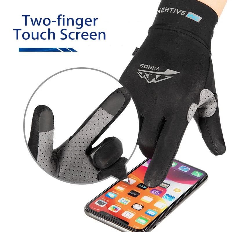 Gants doigts légers été pêche sport conduite vélo - Soie glacée tactile anti-dérapant hommes femmes