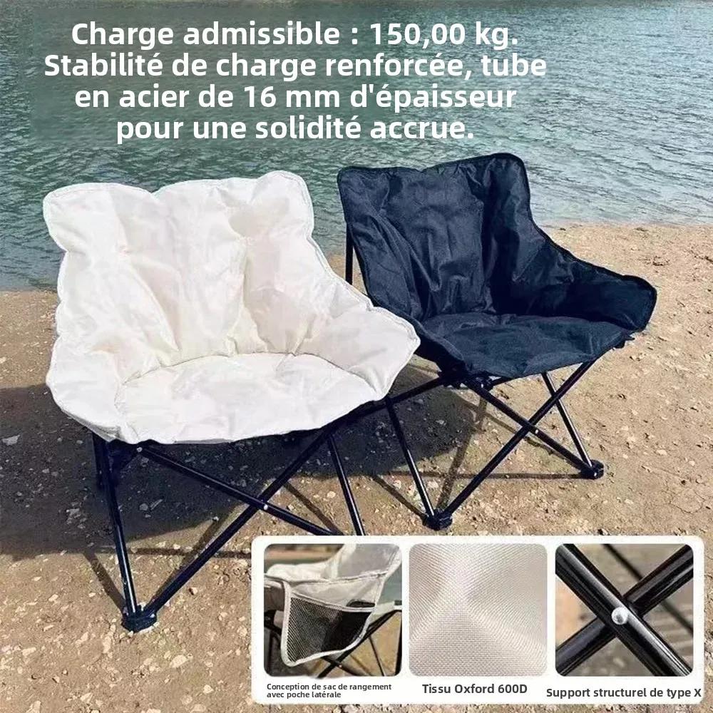 Fauteuil lune pliant rembourré dossier haut réglable pour pêche camping loisirs randonnée pique-nique