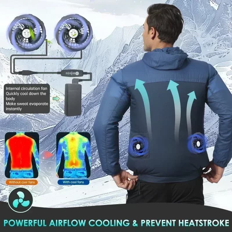 Veste Rafraîchissante avec Ventilateur 5V 3 Vitesses pour Pêche Randonnée et Travail d'Été