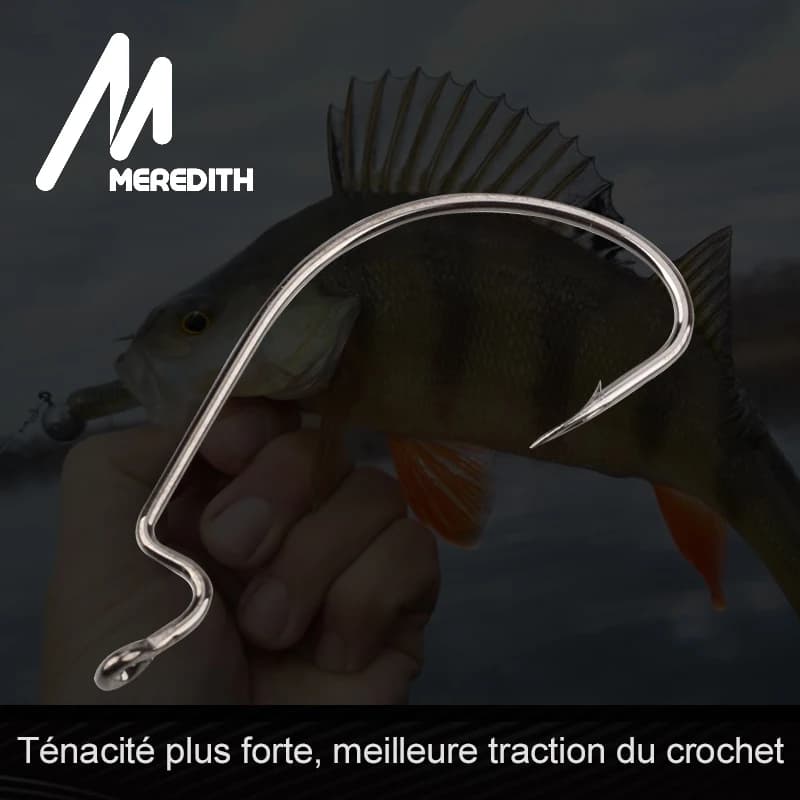 Hameçons souples MEREDITH 50 pièces - Hameçons carbone pour vers souples et leurres jerkbait