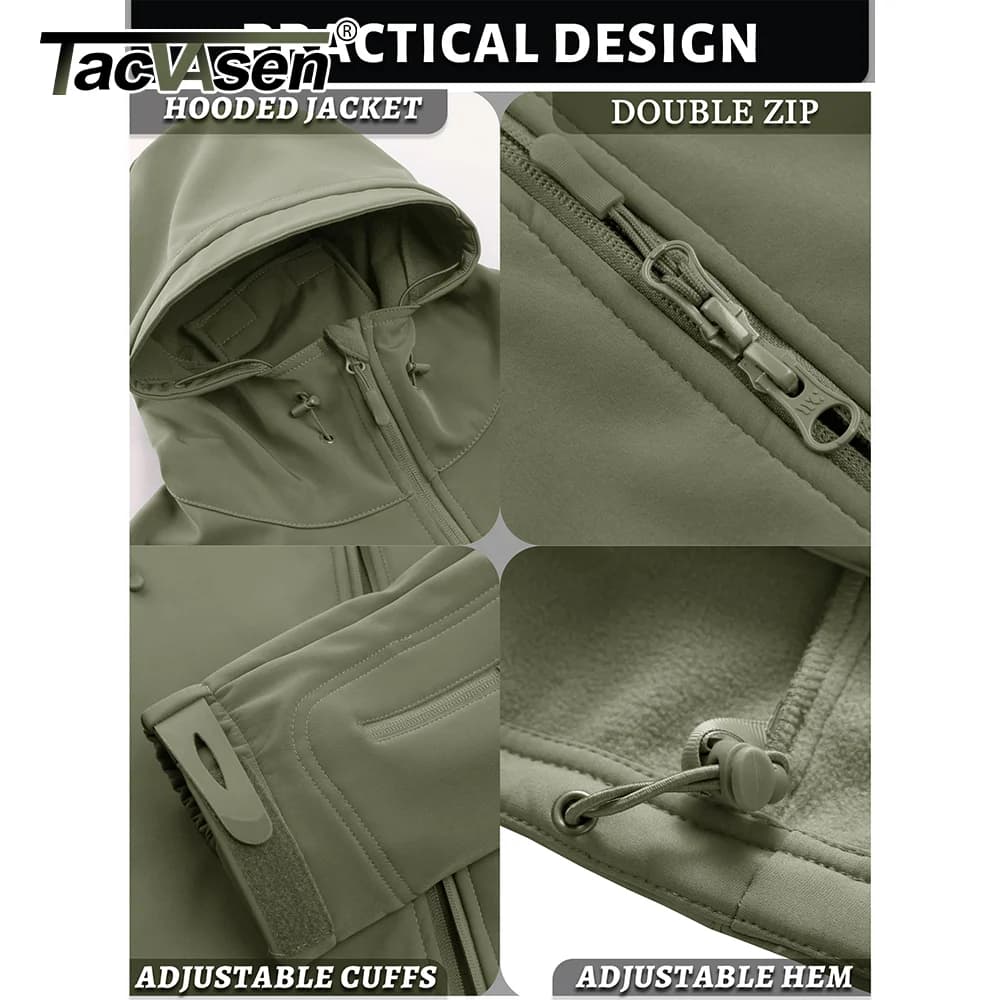 Veste softshell TACVASEN imperméable doublée polaire - Blouson extérieur chaud pêche homme