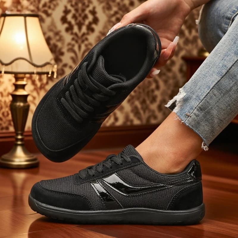 Baskets barefoot femme pêche large orteils - Chaussures canvas noir mesh respirantes running