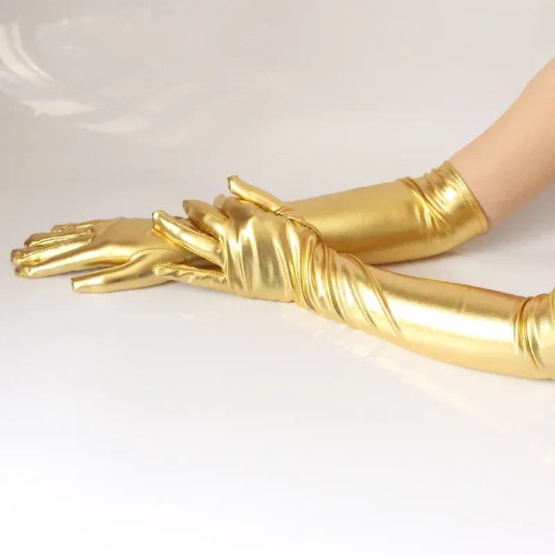 Gants cuir brillant pêche spectacle - style y2k pour pêcheurs créatifs et événements