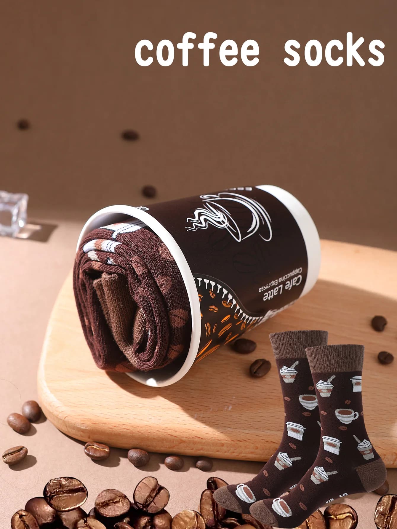 Chaussettes mi-mollet homme cadeau original boîte tasse café style tendance confortable