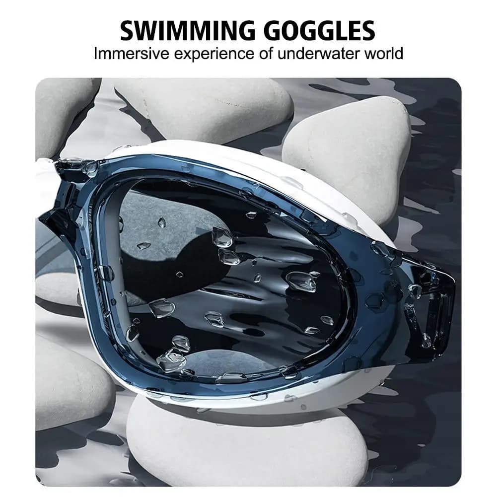 Lunettes de natation adultes grand cadre réglables avec bouchons d'oreilles HD silicone