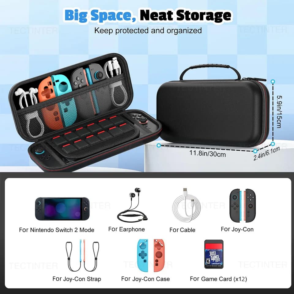 Étui de protection de voyage pour Nintendo Switch 2, coque rigide EVA et pochette pour accessoires