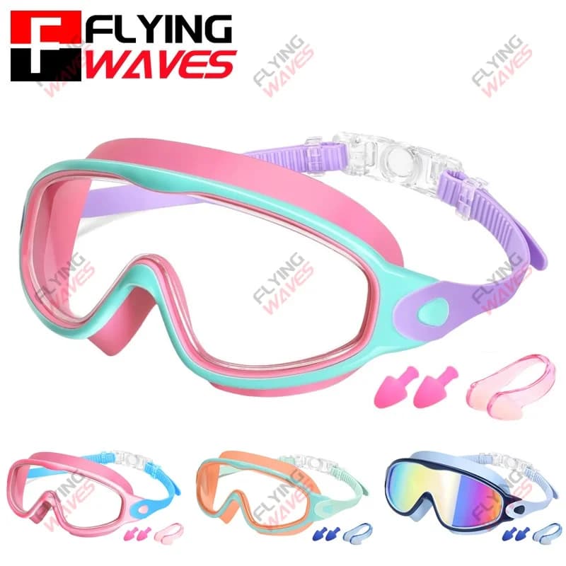Lunettes de natation enfants colorées anti-UV - Modèle anti-buée étanche pour 3 à 15 ans