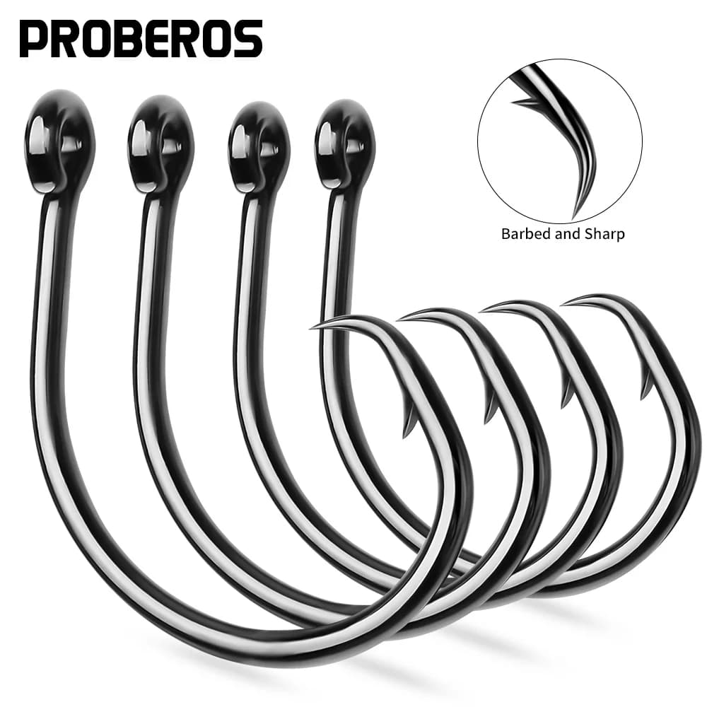 Hameçons circle octopus 10 pièces barbelés force traction élevée pour silure eau douce tailles