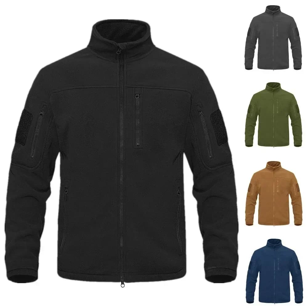Veste polaire tactique col roulé 2024 - Veste thermique hiver pêche travail safari