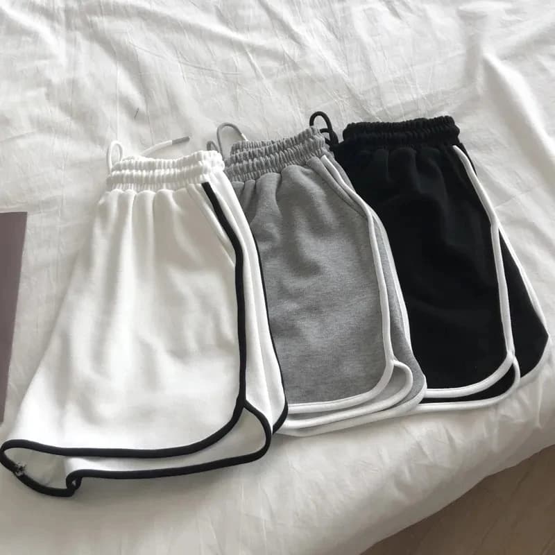 Shorts femme rayés casual style coréen Harajuku - Coupe loose sportive - Shorts mini été polyvalents