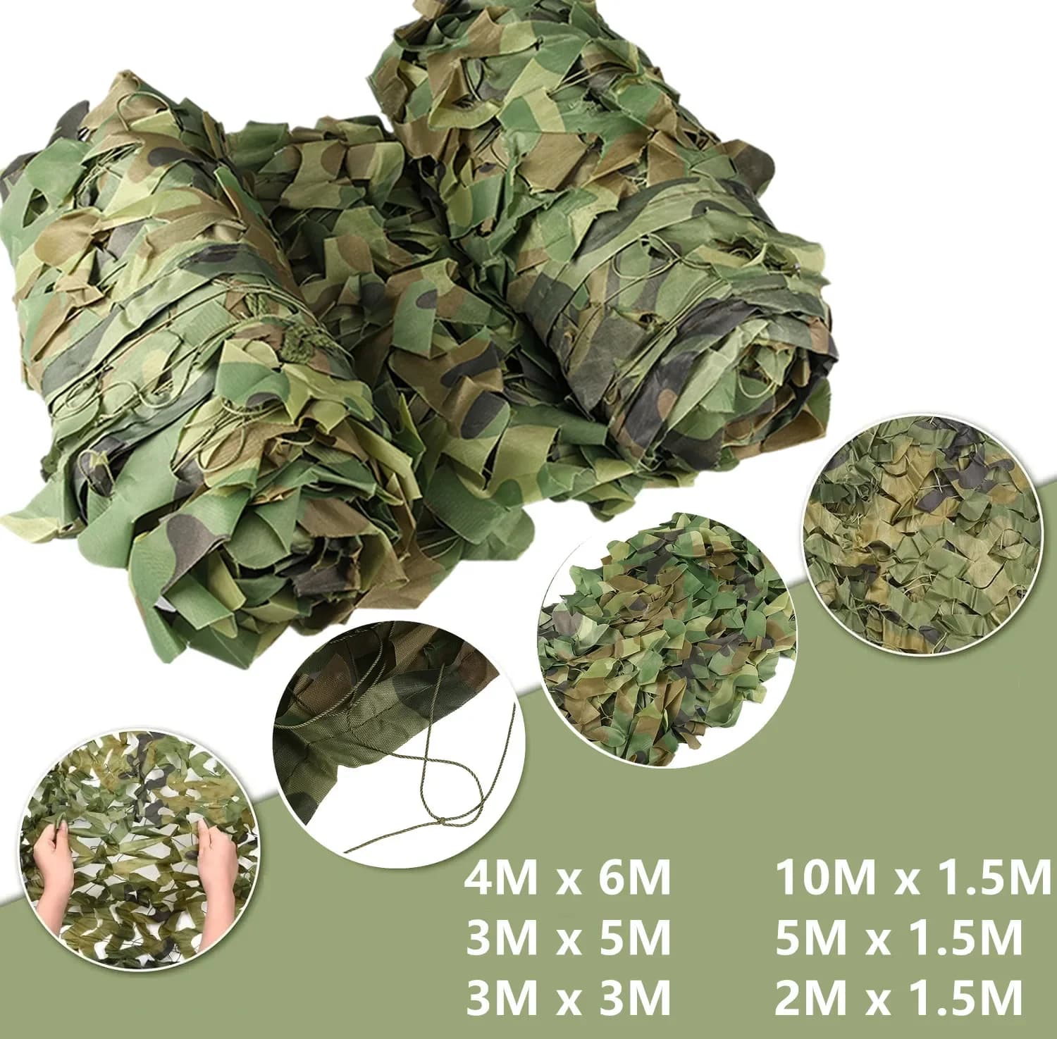 Filet camouflage pêche 10x1.5m - Protection discrète pour poste de pêche et observation