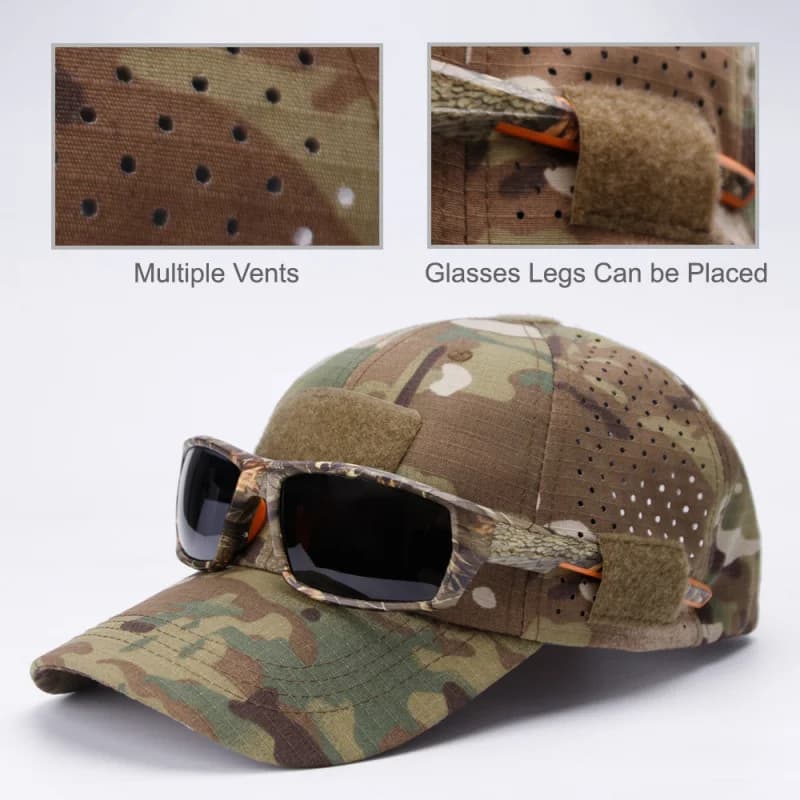 Casquette camouflage tactique pour pêche homme - Respirante militaire - Chapeau soleil entraînement