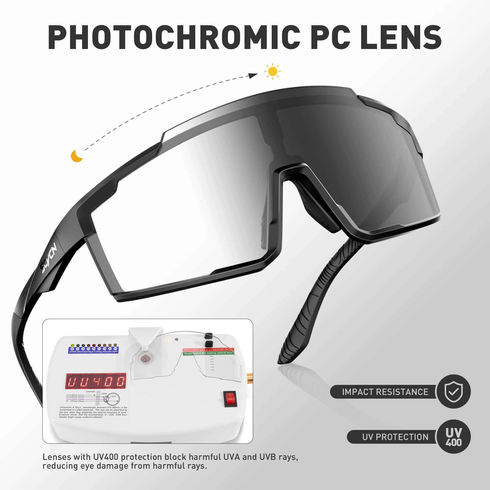 Lunettes de pêche photochromiques SCVCN - Vélo VTT - Outdoor hommes femmes UV400